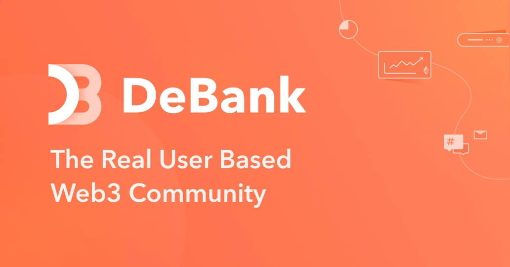 DeBank logo and text reading The Real User Based Web3 Community